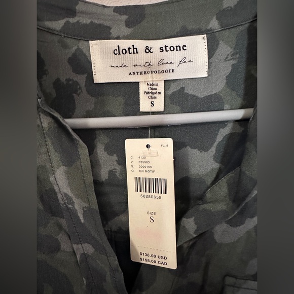 NWT Cloth & Stone for Anthropologie Gray Camouflage Long Sleeve Dress size small - Picture 5 of 8
